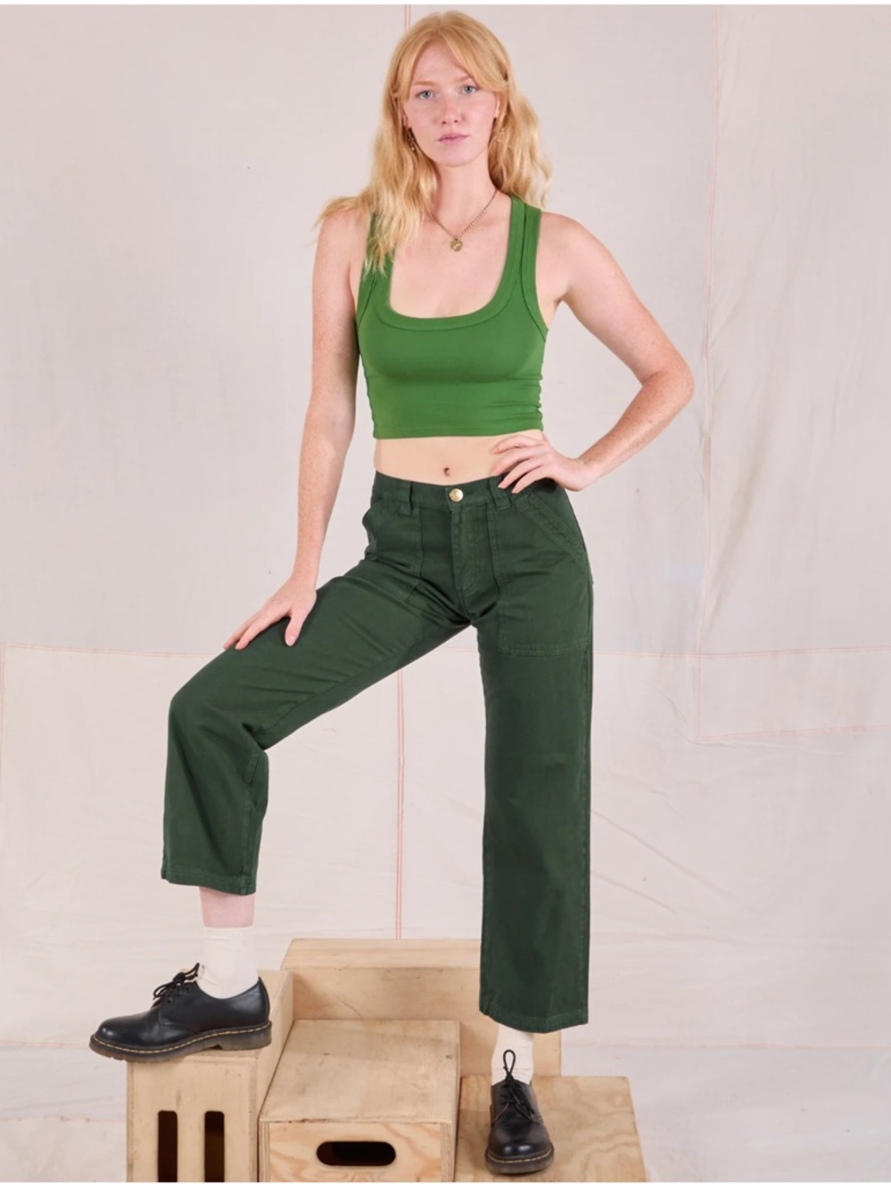 Big Bud Press Green Work Pants with Elastic Waist